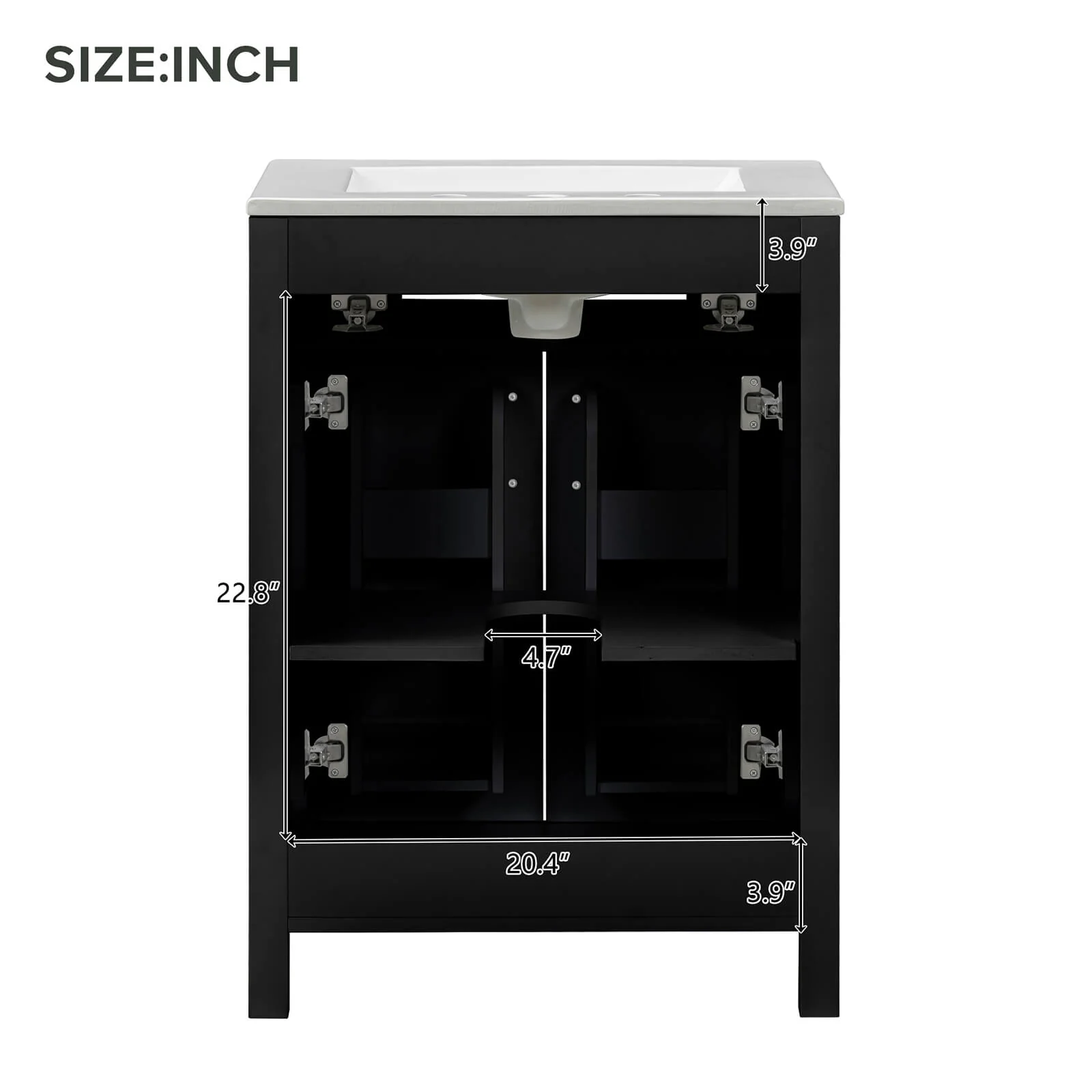 24" Black Vanity with Built-In Rack Inside the Door - Image 9