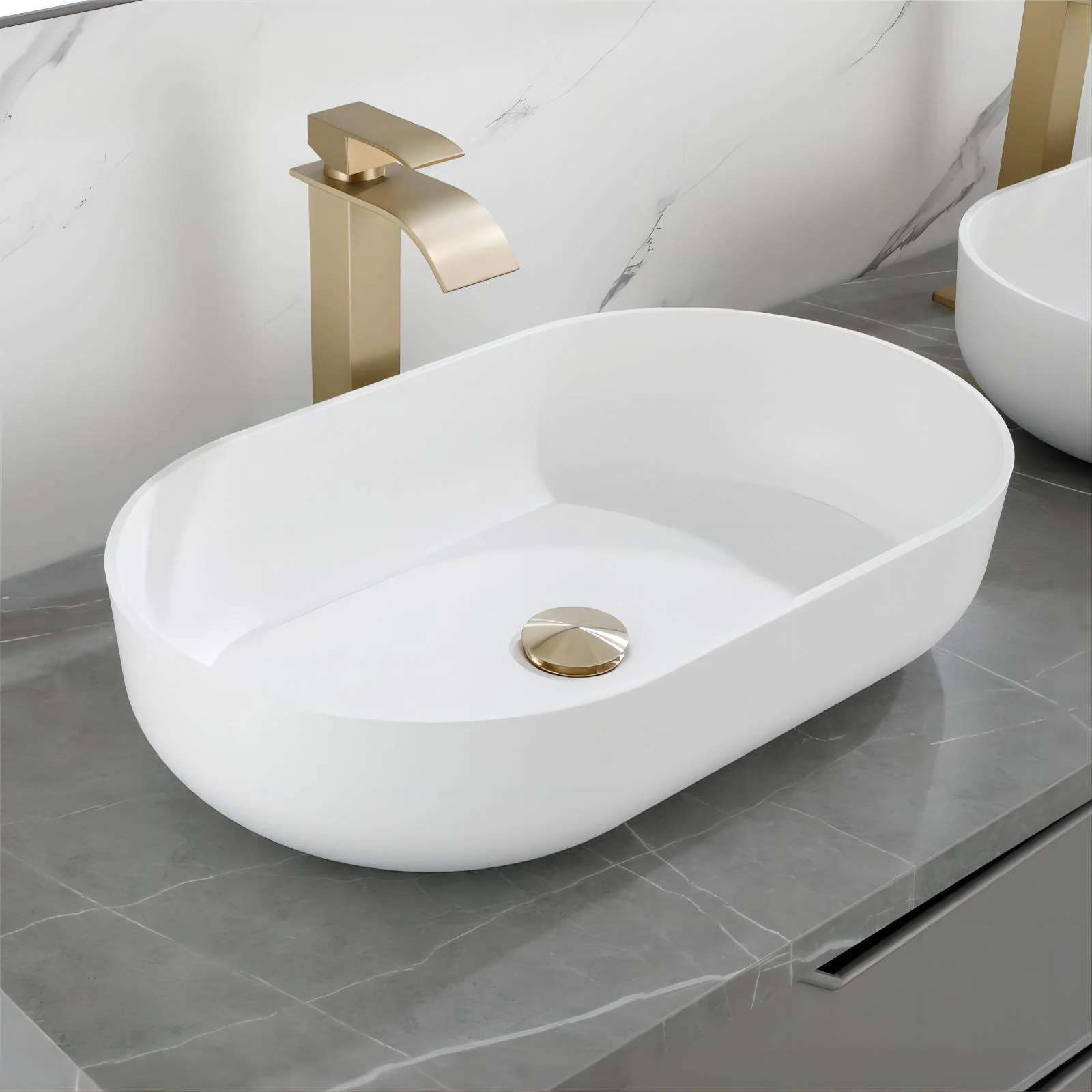 24"x14"x5.5" Modern Oval Above Bathroom Vessel Sink for Lavatory Vanity Cabinet - Image 7