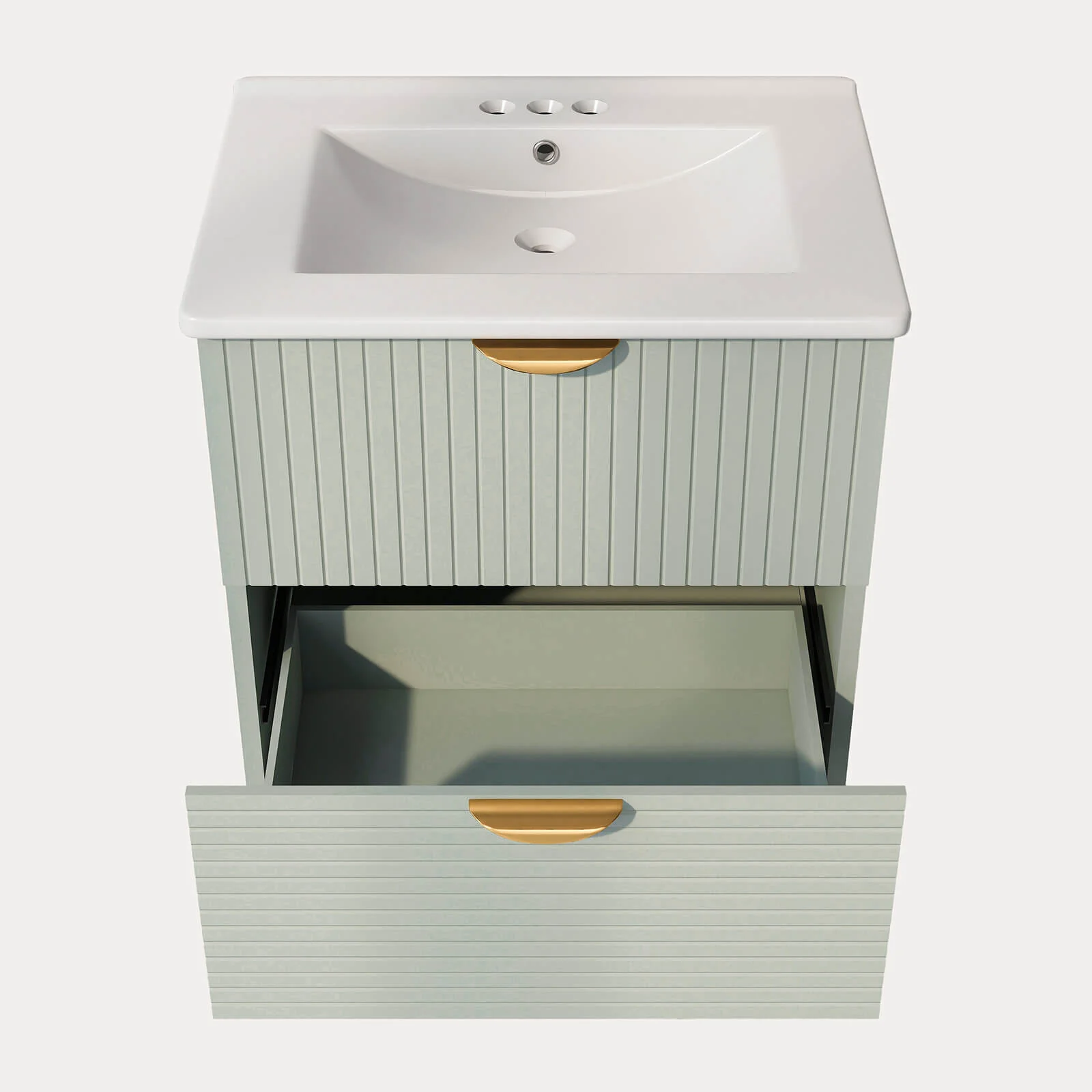 24" Sage Green Floating Bathroom Vanity with Sink - Image 13