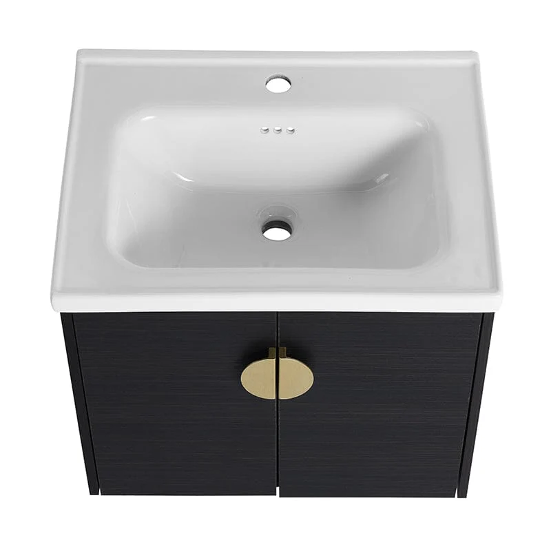 24" Small Bathroom Vanity Cabinets With Sink Float Mounting Design, Soft-Close Doors - Image 11