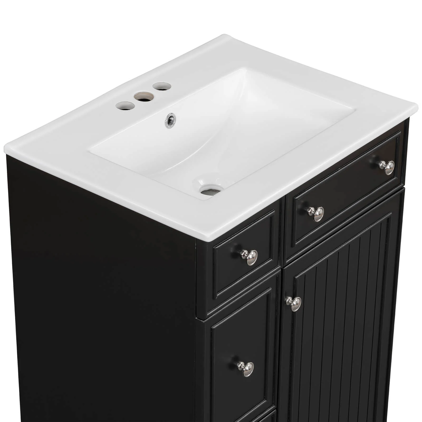 24" Small Black Bathroom Vanity with 2 Drawers - Image 17