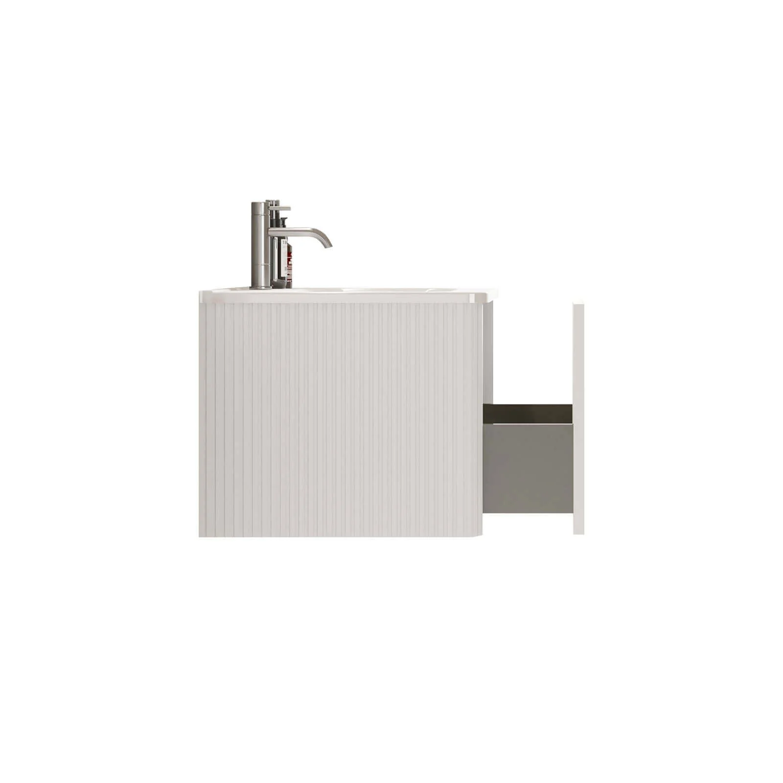 24" Striped White Bathroom Vanity with Ceramic Sink - Image 8