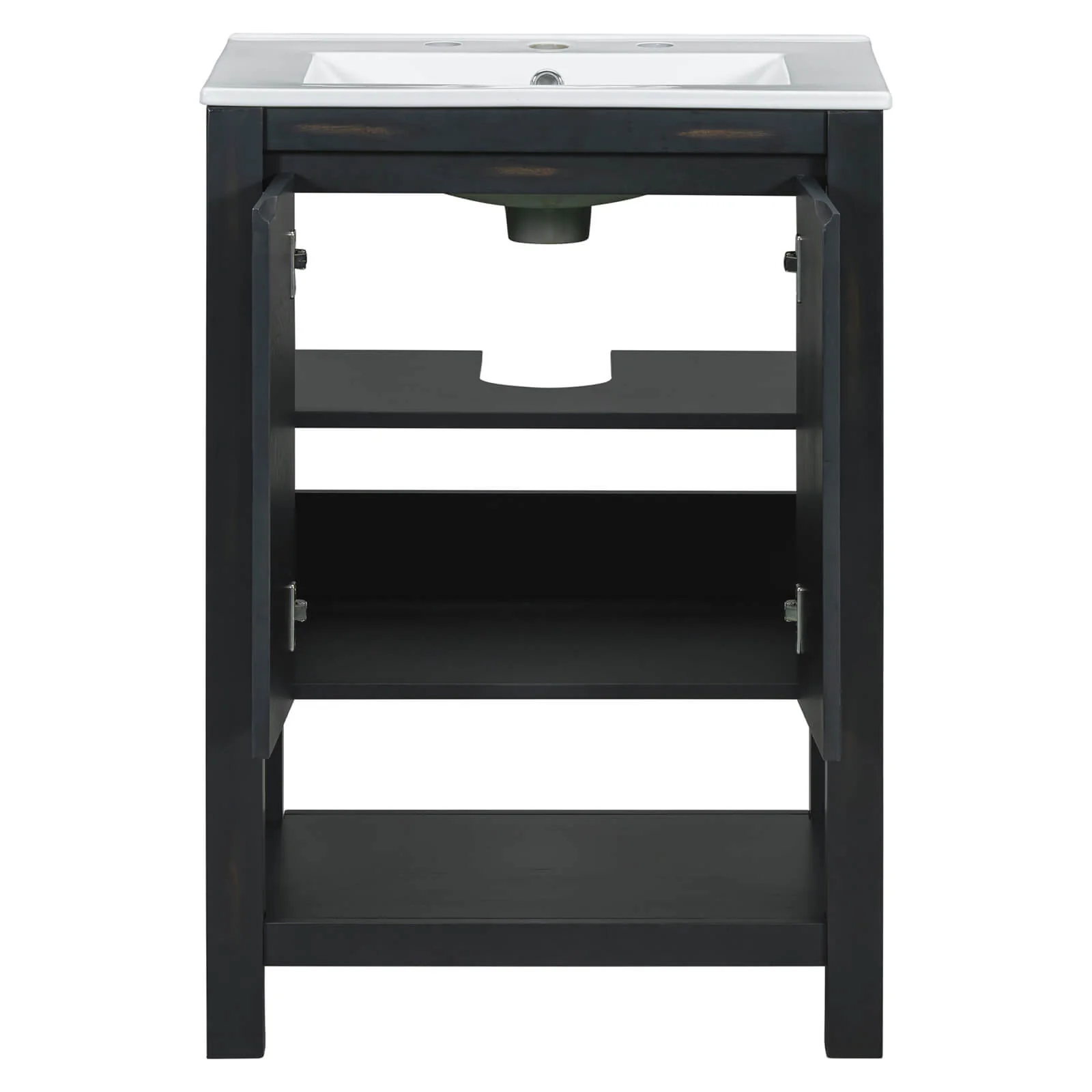 24" Traditional Freestanding Bathroom Vanity with Open Shelves - Image 15
