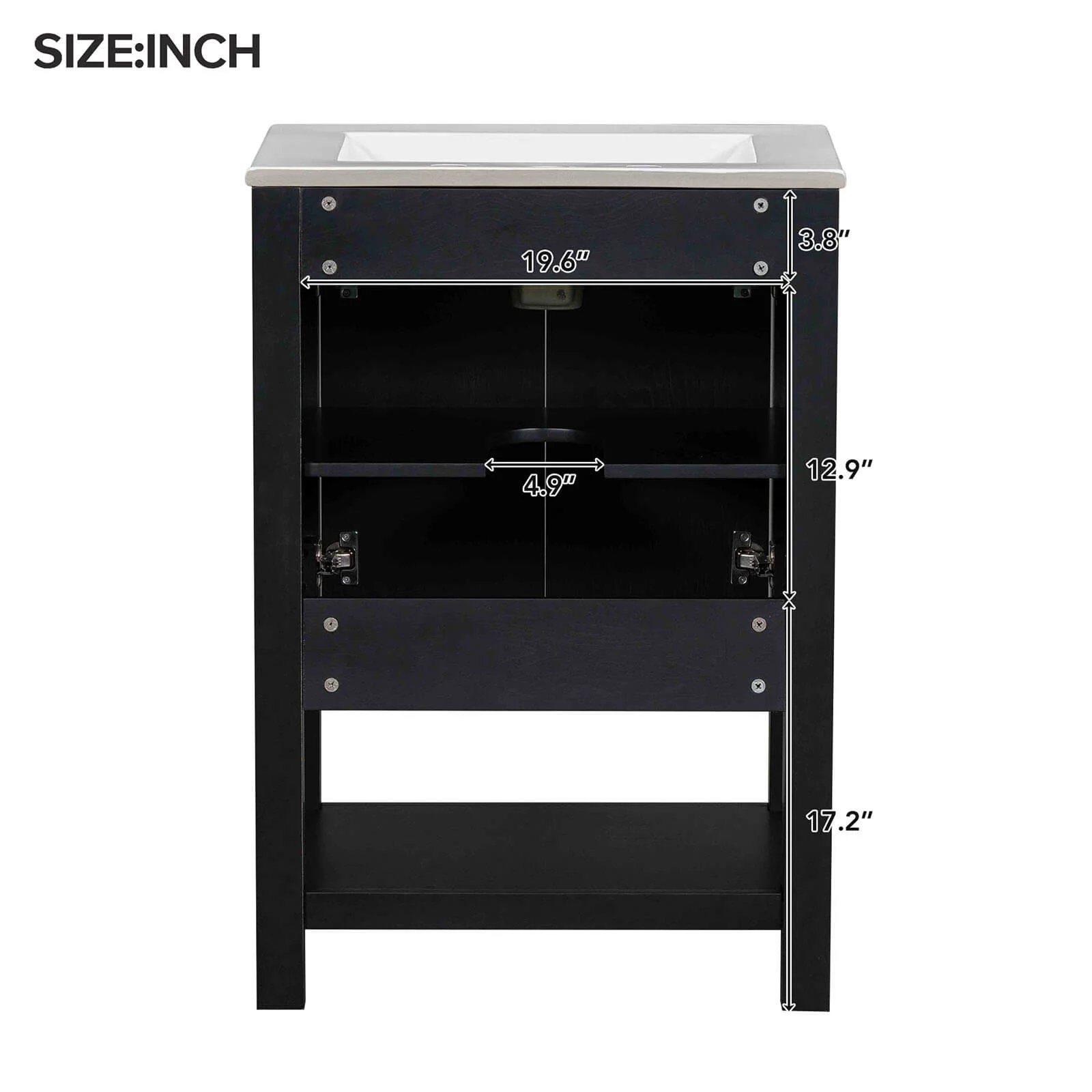 24" Traditional Freestanding Bathroom Vanity with Open Shelves - Image 18