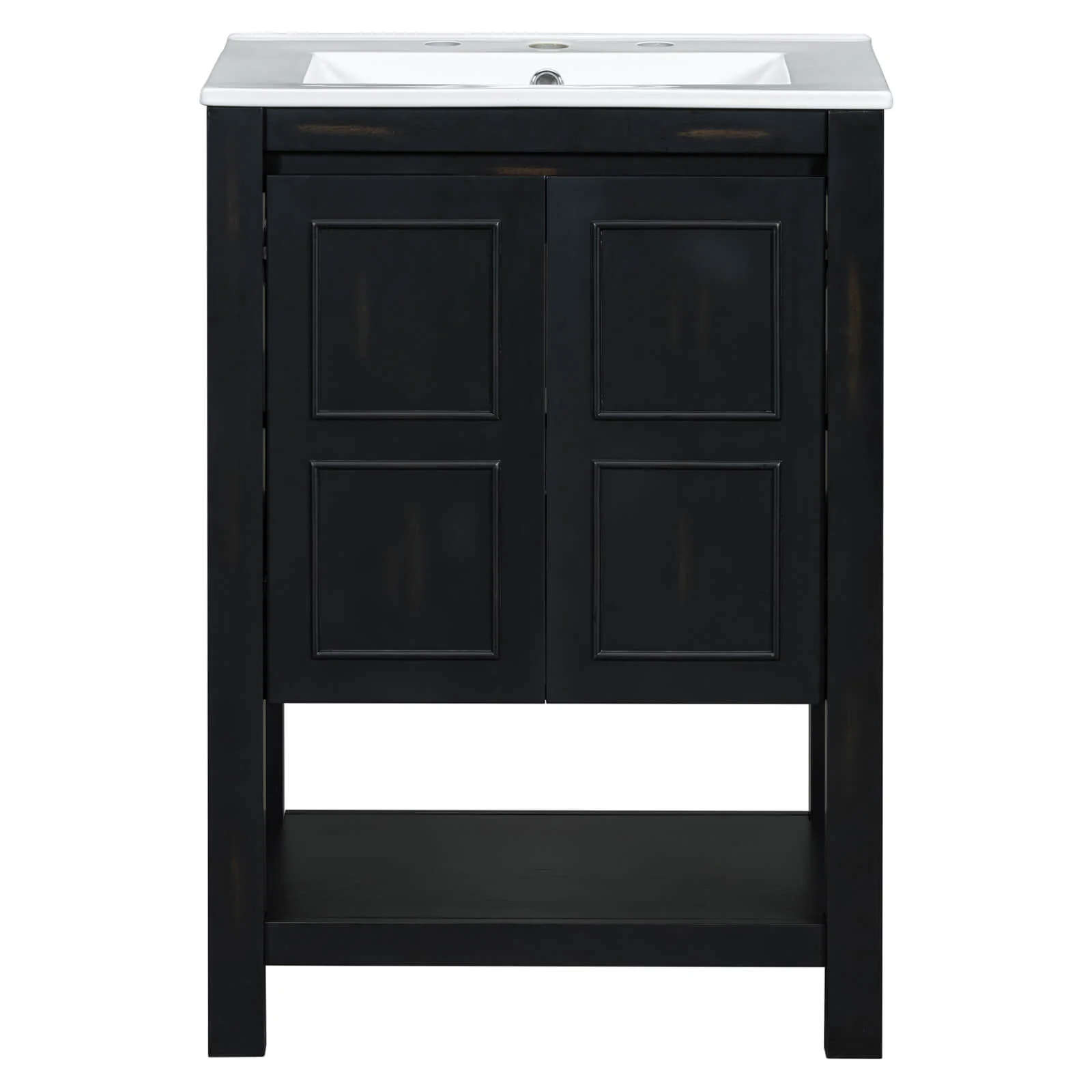 24" Traditional Freestanding Bathroom Vanity with Open Shelves - Image 8