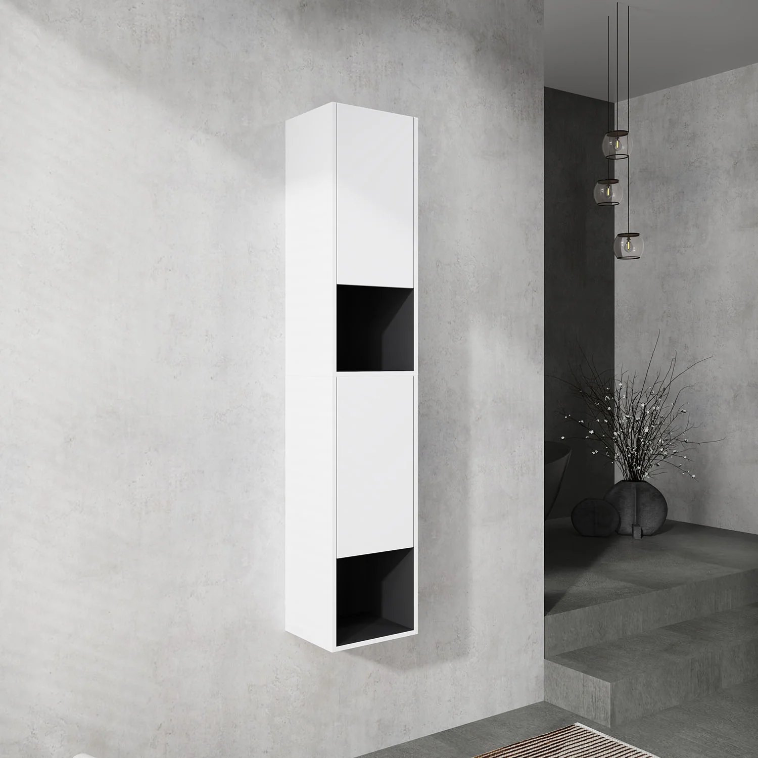 24" White Bathroom Wall Cabinet with Soft Close Doors and Open Shelves - Image 4