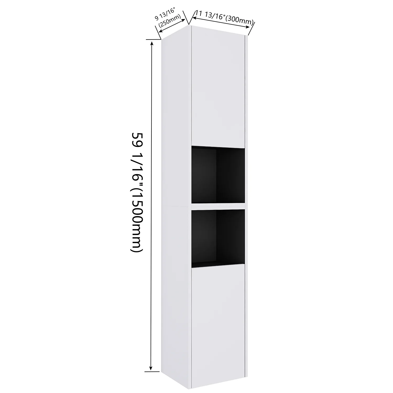 24" White Bathroom Wall Cabinet with Soft Close Doors and Open Shelves - Image 5