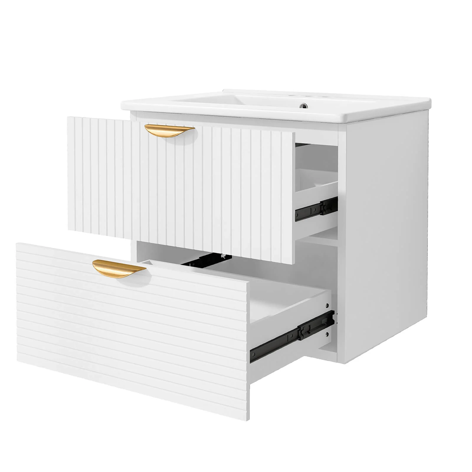 24" White Floating Bathroom Vanity with Sink - Image 15
