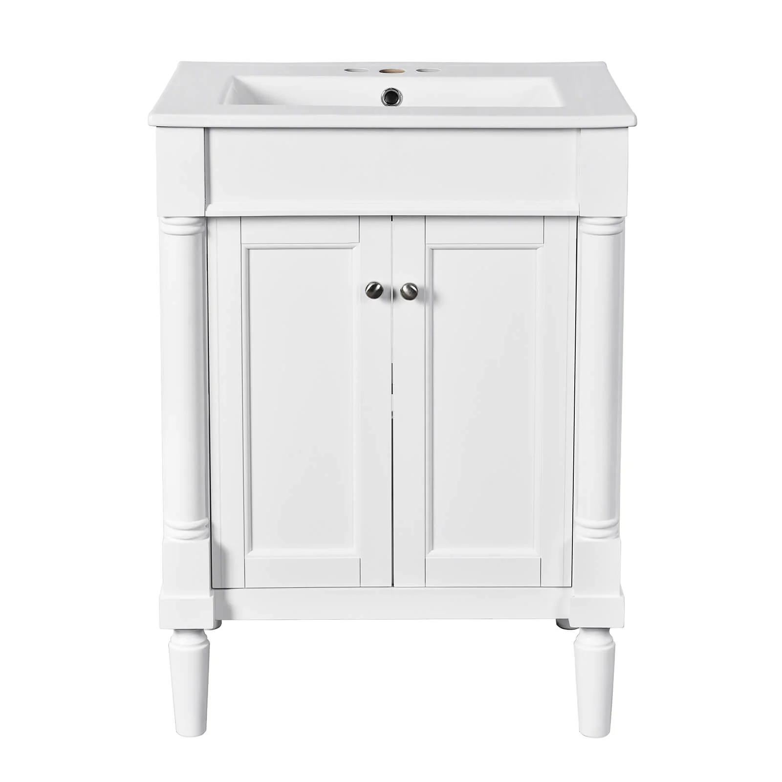 24" White Mid-Century Modern Style Bathroom Vanity - Image 5