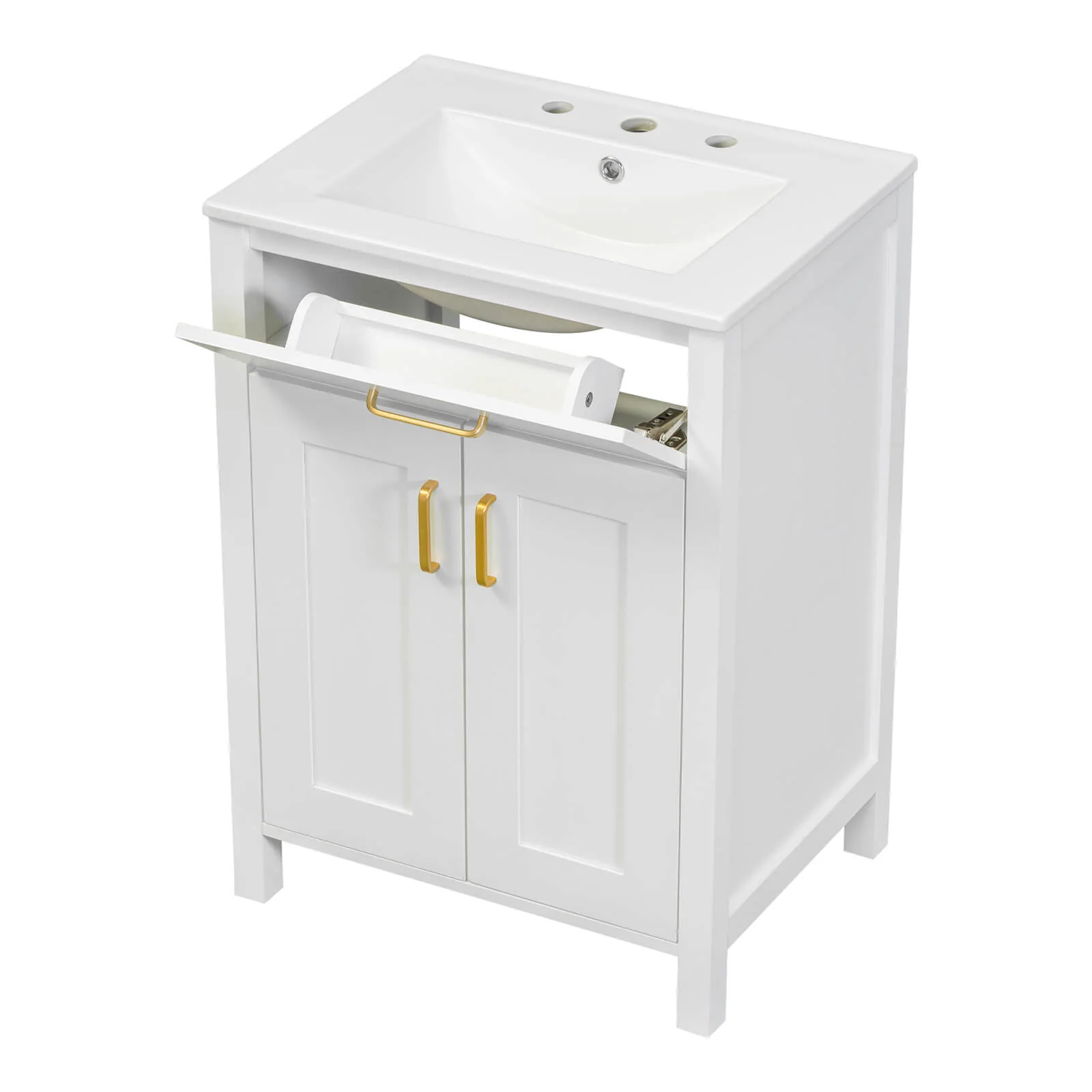 24" White Vanity with Built-In Rack Inside the Door - Image 13