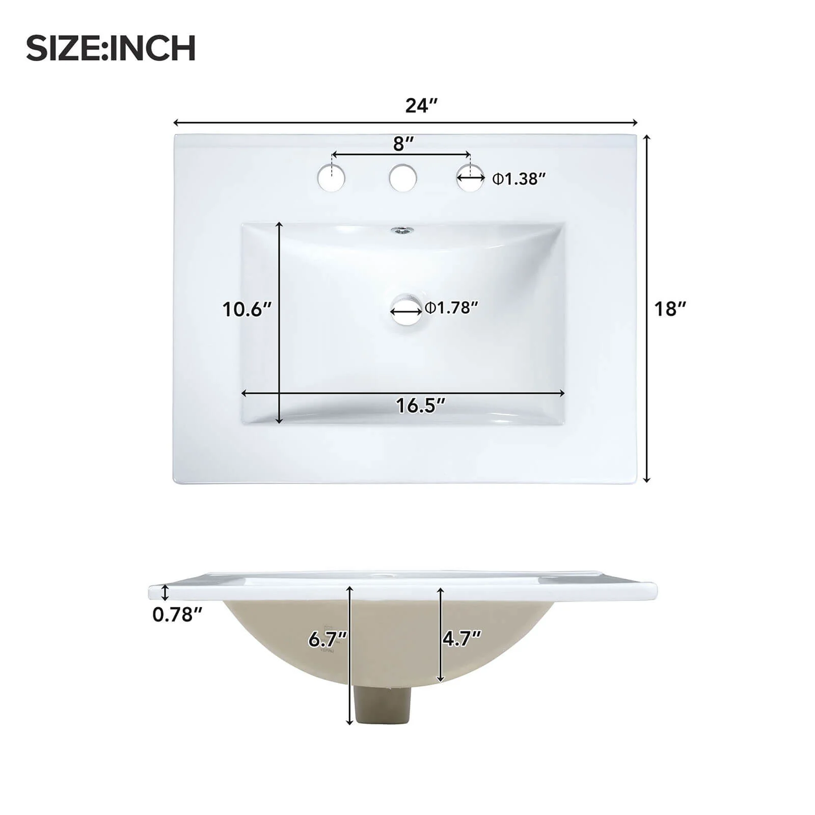 24" White Vanity with Built-In Rack Inside the Door - Image 9