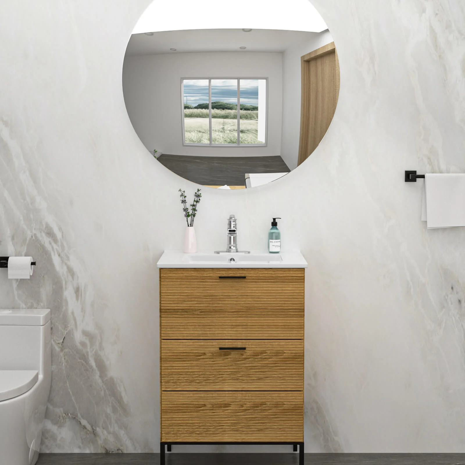 24" x 18" Single Hole Integrated Bathroom Sink - Image 3