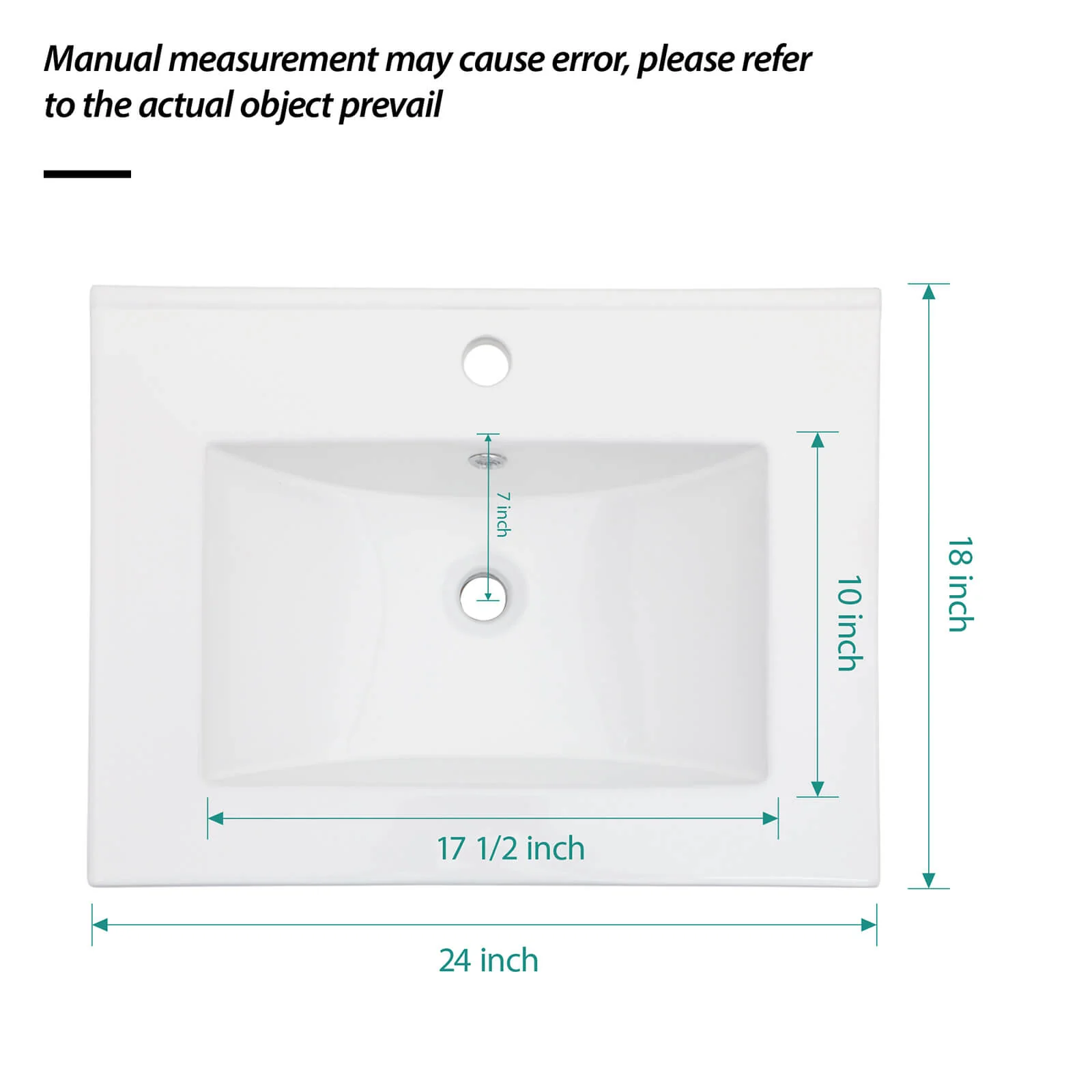 24" x 18" Single Hole Integrated Bathroom Sink - Image 6