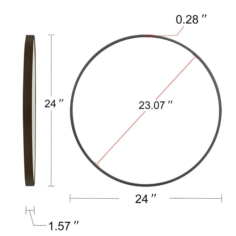 24" Round Black Border Wall Mirror for Make Up Vanity - Image 10