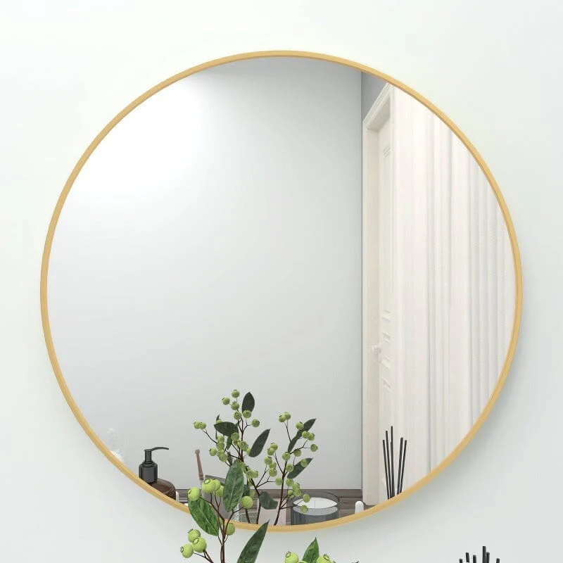 24" Round Gold Border Wall Mirror for Make Up Vanity - Image 3