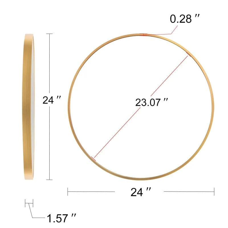24" Round Gold Border Wall Mirror for Make Up Vanity - Image 9