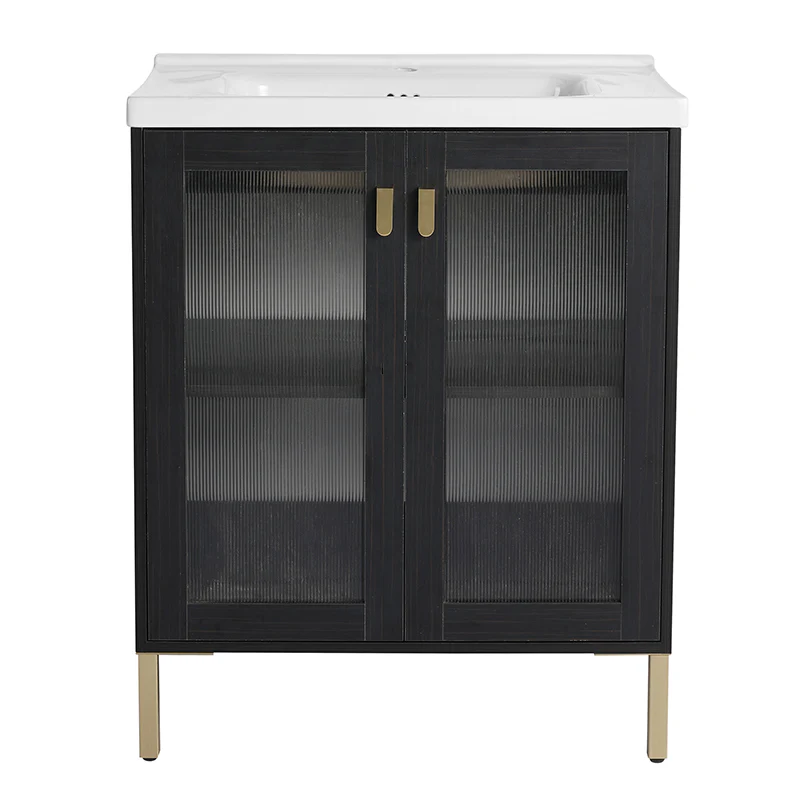 28" Modern Freestanding Bathroom Vanity with Ceramic Sink, Soft Closing Door - Image 14