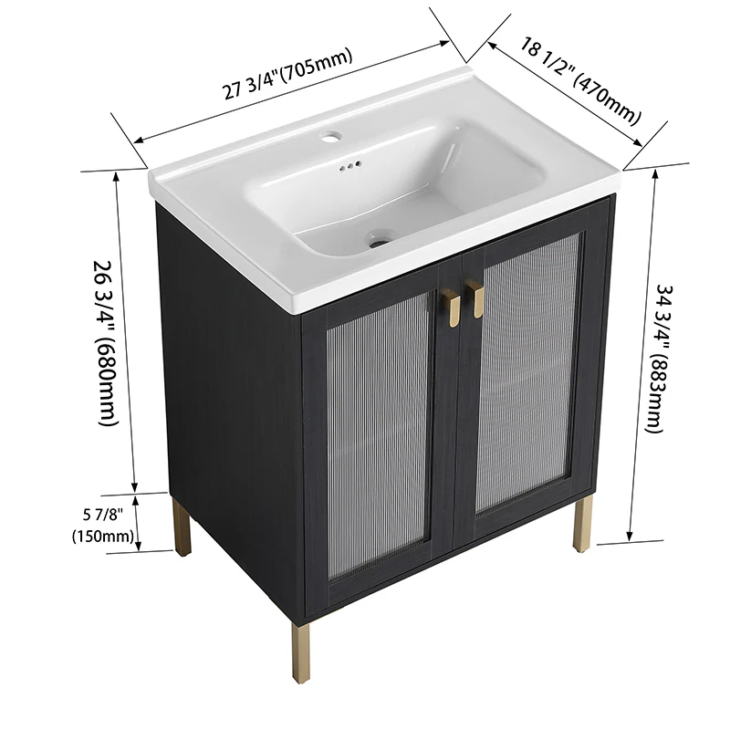 28" Modern Freestanding Bathroom Vanity with Ceramic Sink, Soft Closing Door - Image 9