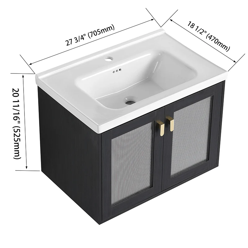 28 Inch Wall-Mounted  Bathroom Vanity with Sink, for Small Bathroom - Image 12