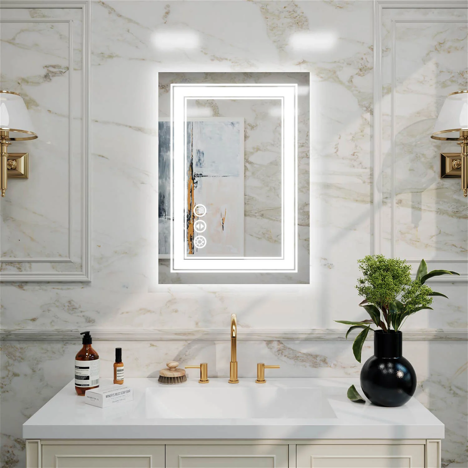 28"x20" LED Bathroom Mirror Anti-Fog Shatterproof ETL Certified