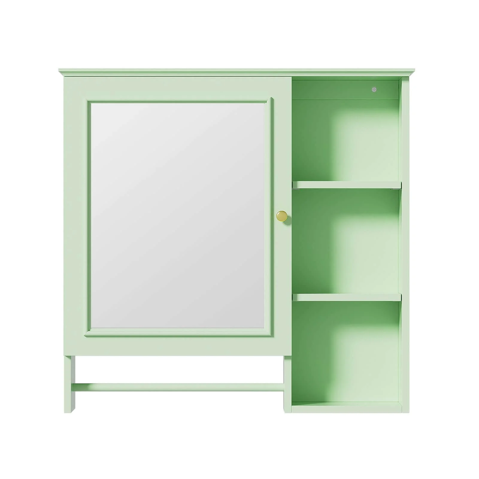 29"x28" Green Medicine Cabinet with Open Shelf & Mirror Doors - Image 8