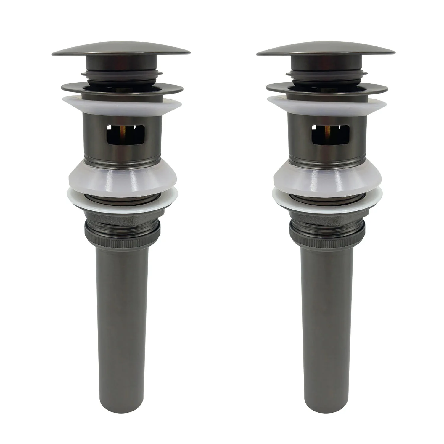 2PCS Gunmetal Bathroom Sink Pop Up Drain with Overflow