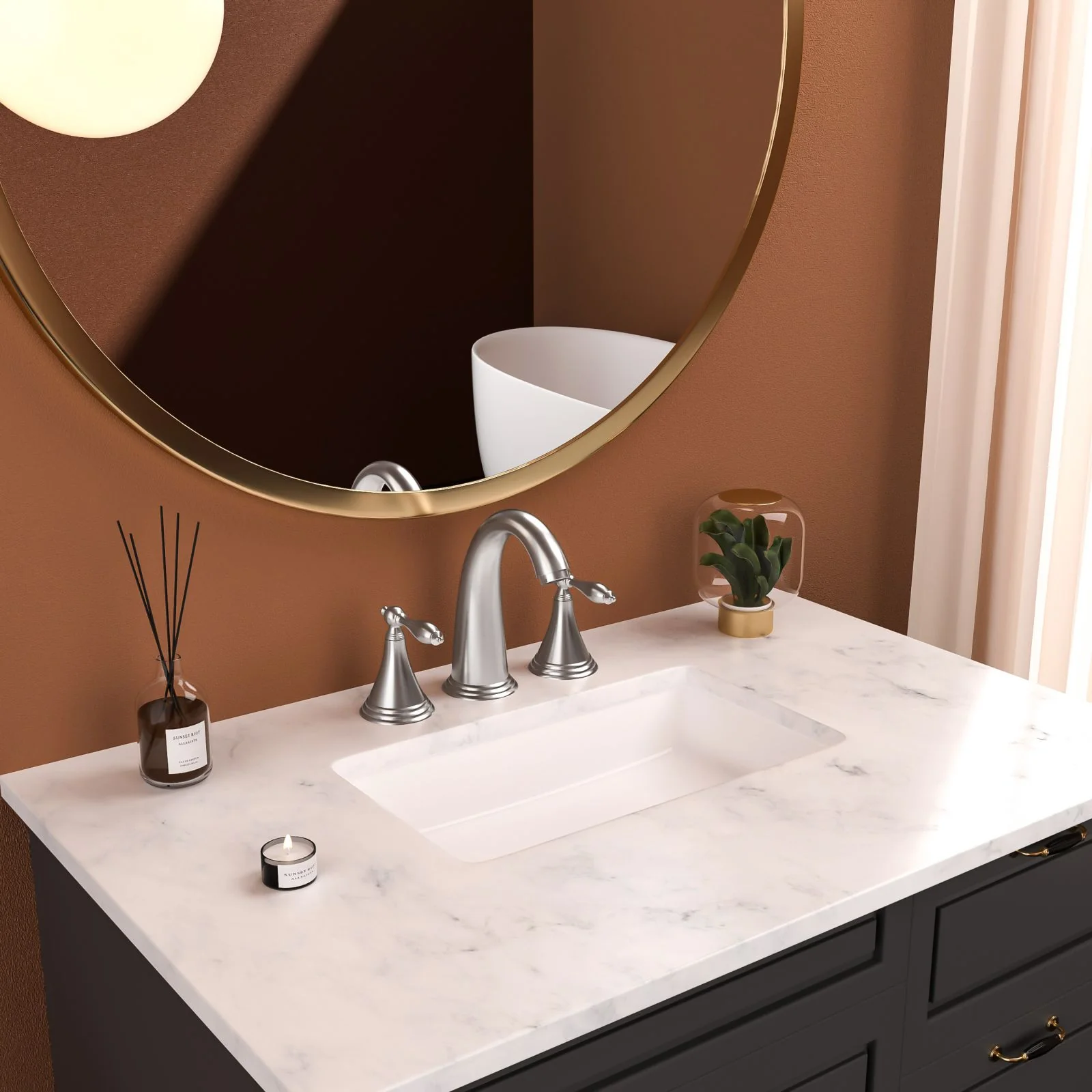3 Color Opt 2 Handle Widespread Bathroom Faucet 3 Hole with Pop Up Drain and Water Supply Lines - Image 13