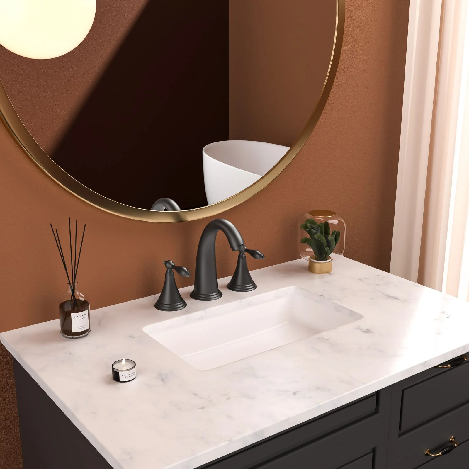 3 Color Opt 2 Handle Widespread Bathroom Faucet 3 Hole with Pop Up Drain and Water Supply Lines - Image 2