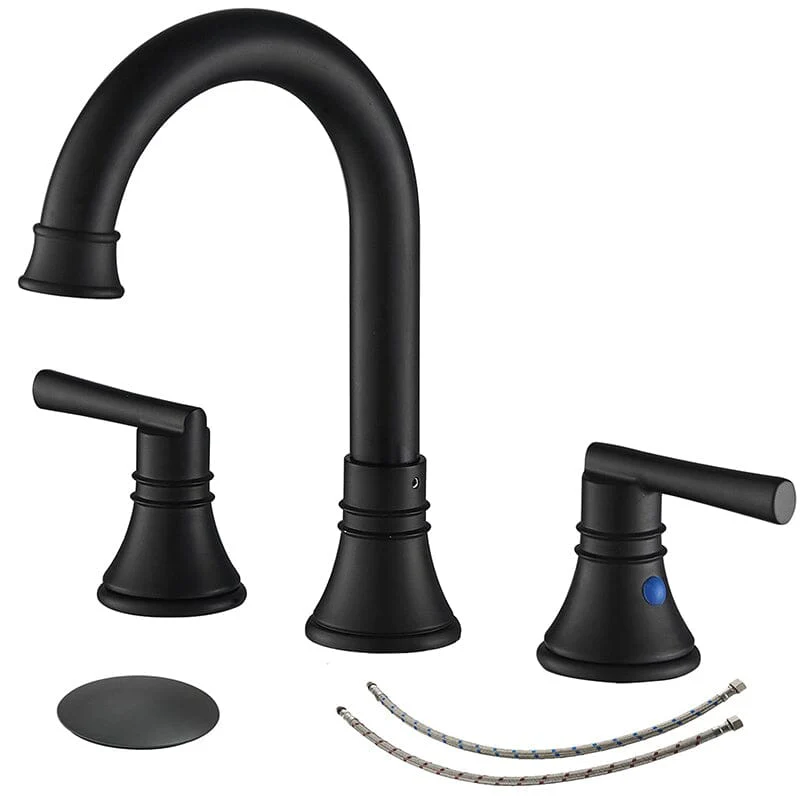 3 Hole 8" Widespread Dual-Handle Bathroom Sink Faucet Solid Brass - Image 4