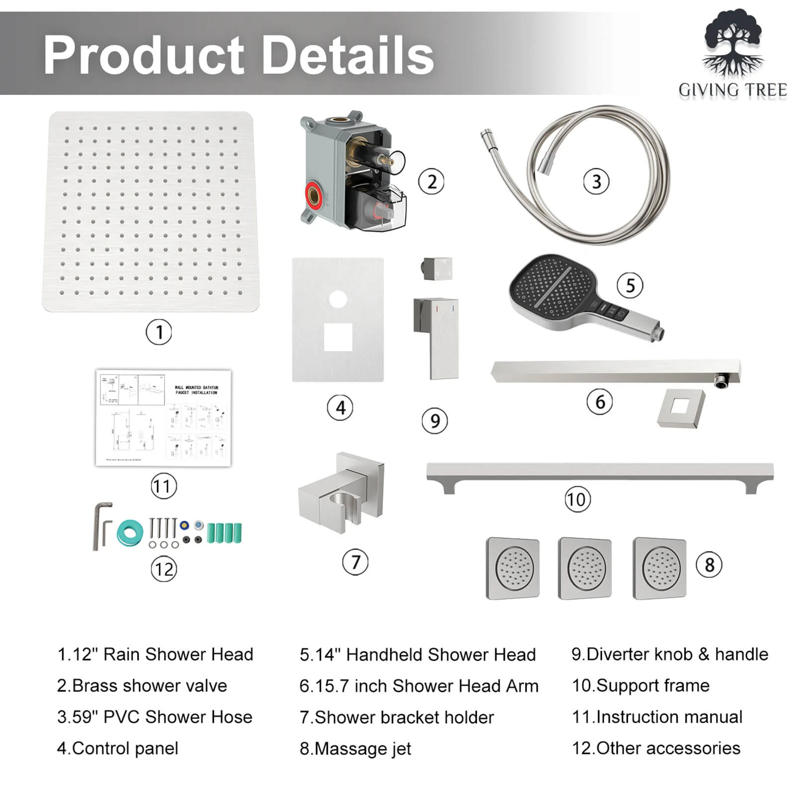 3-in-1 Shower System with Integrated Handheld, Rain and Body Jets - Image 10