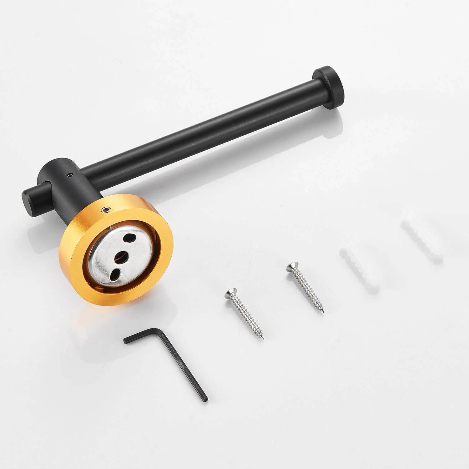 3-Piece Space Aluminum Bathroom Hardware Set in Black & Gold with Adjustable Towel Bar - Image 9