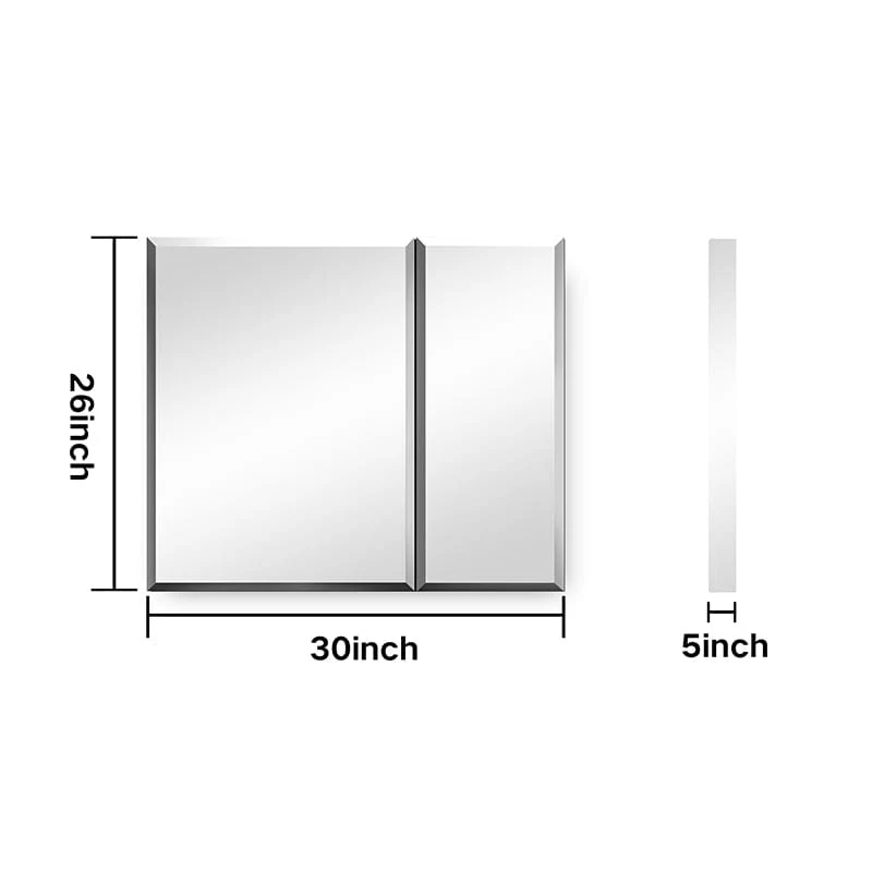 30 x 26 Inch Medicine Cabinet with Mirror Aluminum Large Storage Space - Image 12