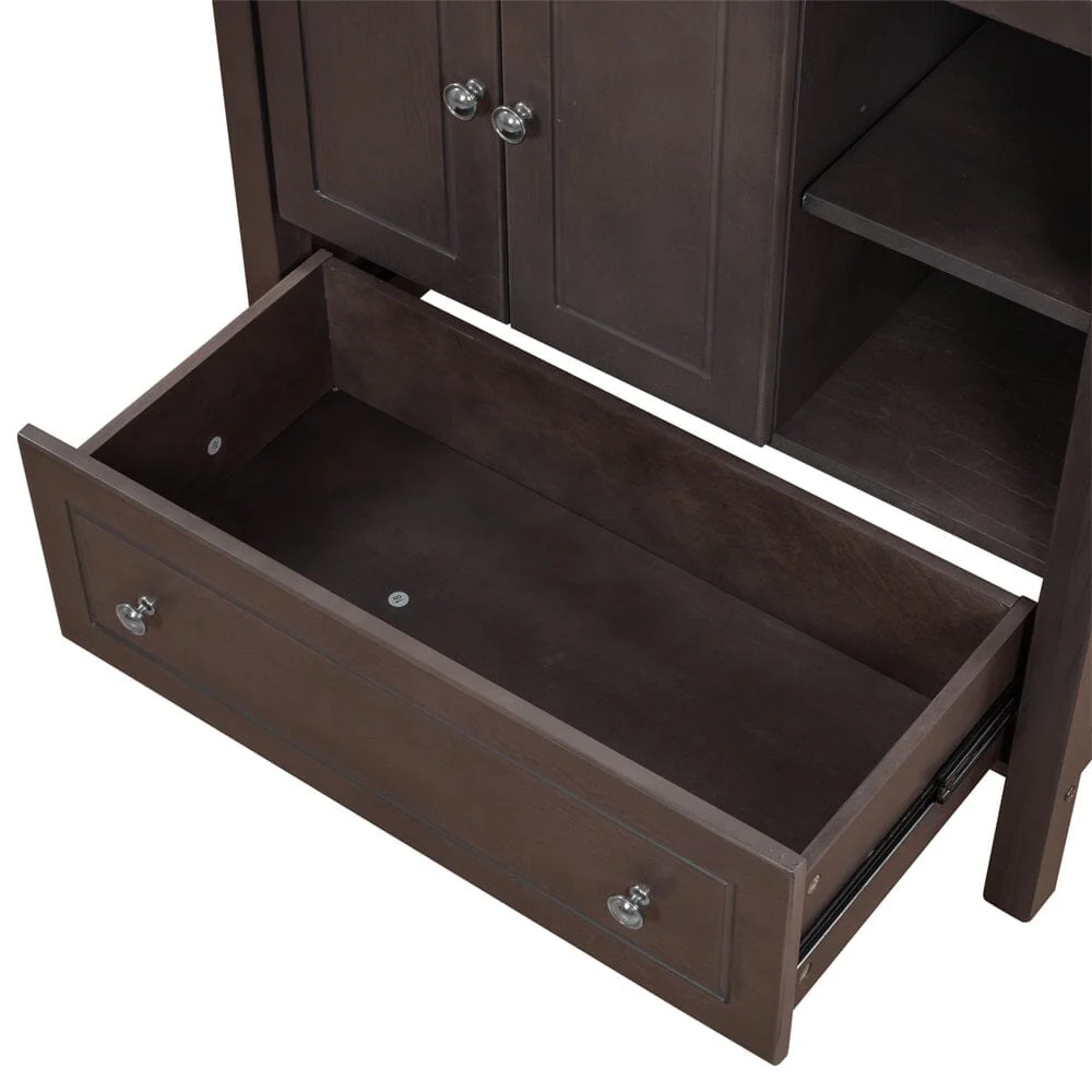 Giving Tree 30" Bathroom Vanity with Sink, Bathroom Storage Cabinet with Doors and Drawers, Solid Wood Frame, Ceramic Sink, Brown - Image 13