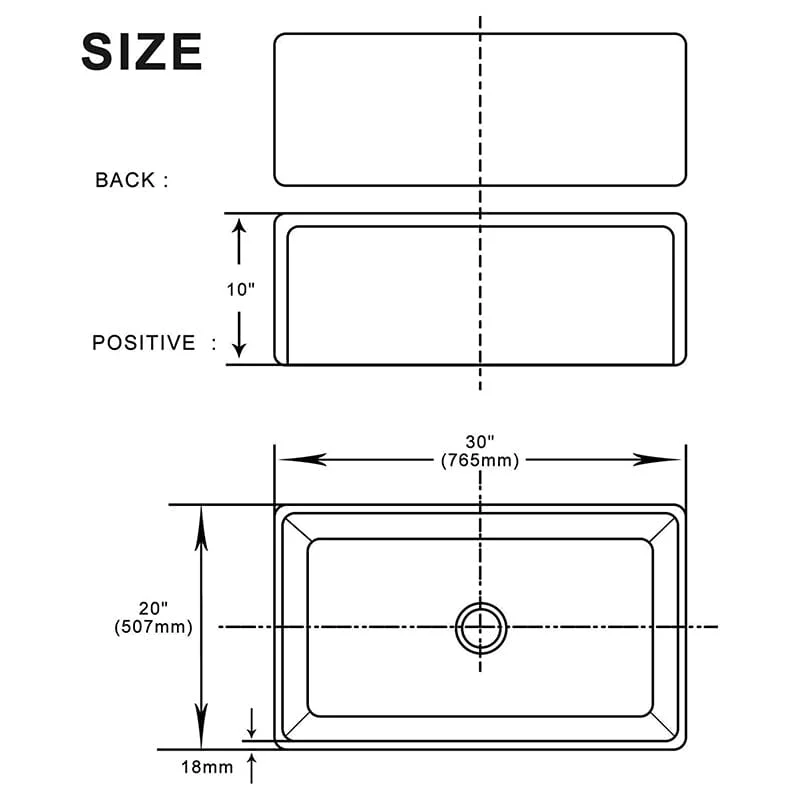 30'' Ceramic Kitchen Sink Farmhouse Reversible Single Bowl Sink with Bottom Grid and Strainer - Image 7