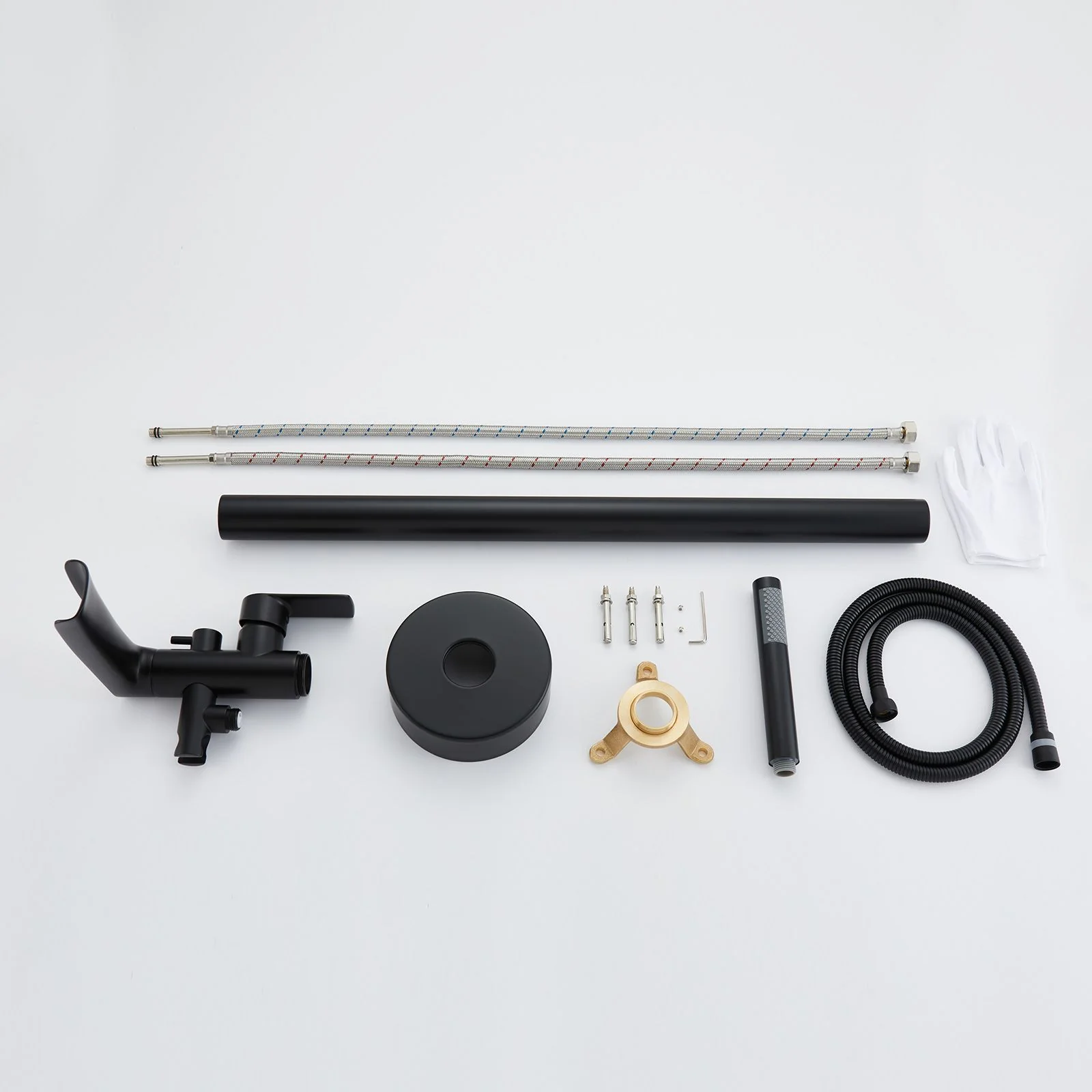 30 Inch Sleek Cylinder Matte Black Freestanding Tub Filler Faucet Complete with Hand Shower - Image 4