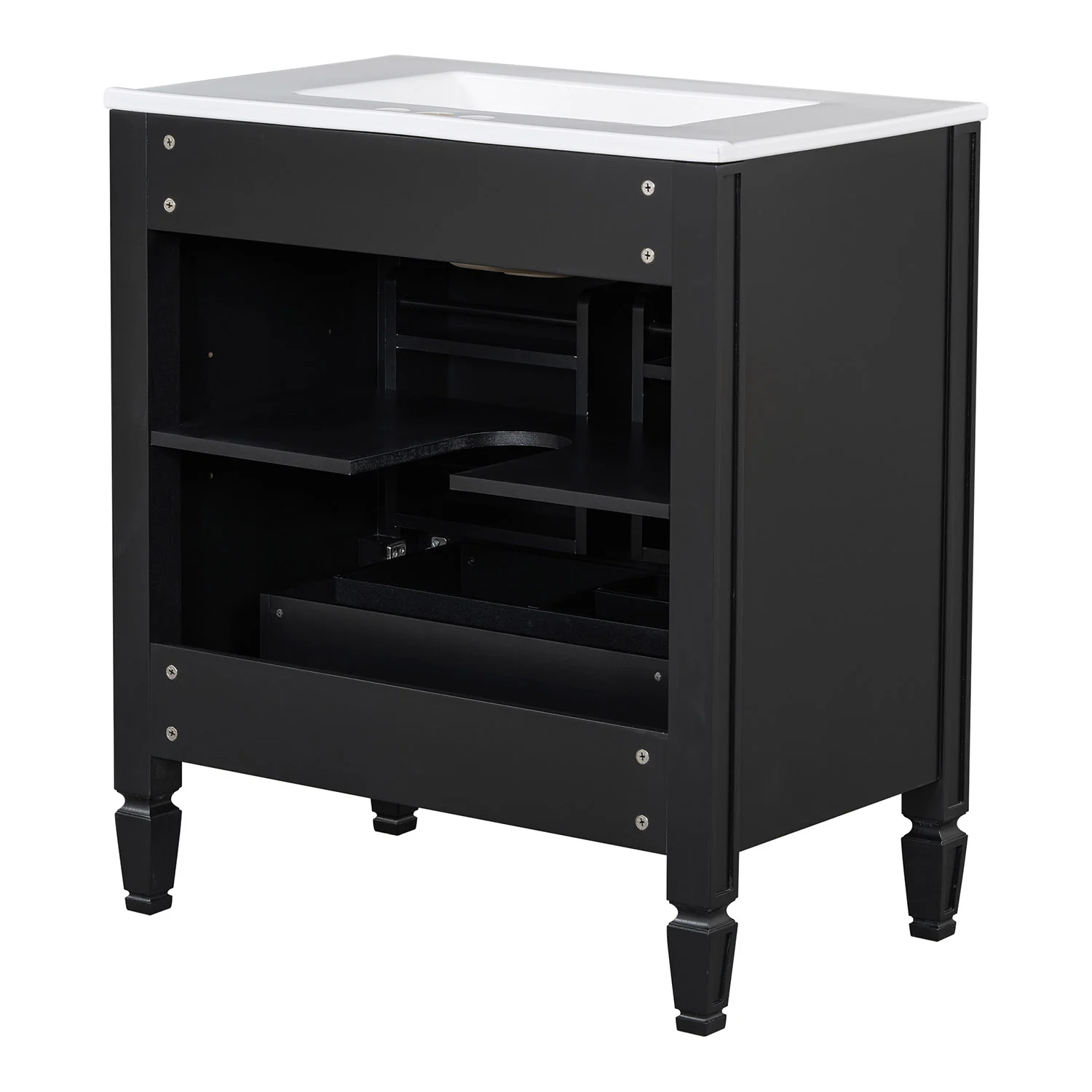 30" Black Bathroom Vanity with Sink, Two Doors with Shelf - Image 12
