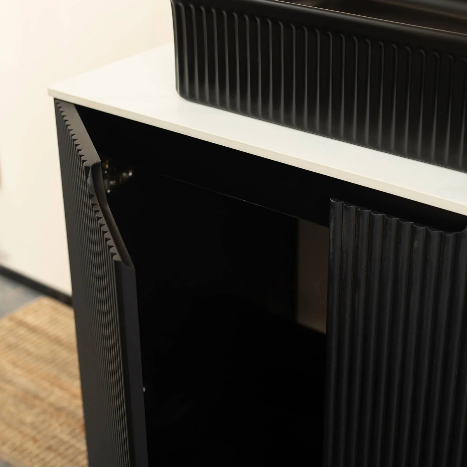 30" Black Fluted Design Freestanding Bathroom Vanity - Image 6