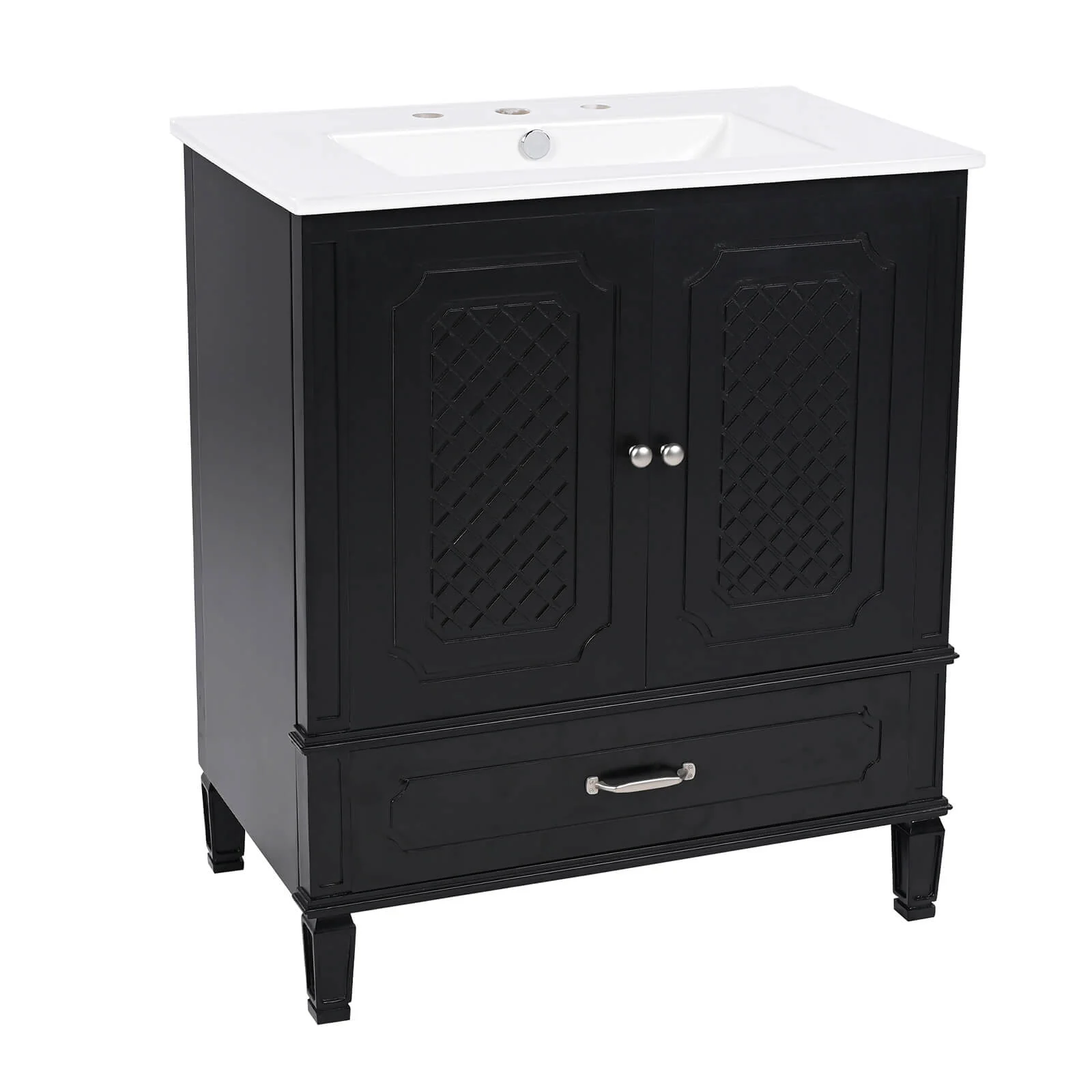 30" Black Vintage Freestanding Bathroom Vanity - Image 14