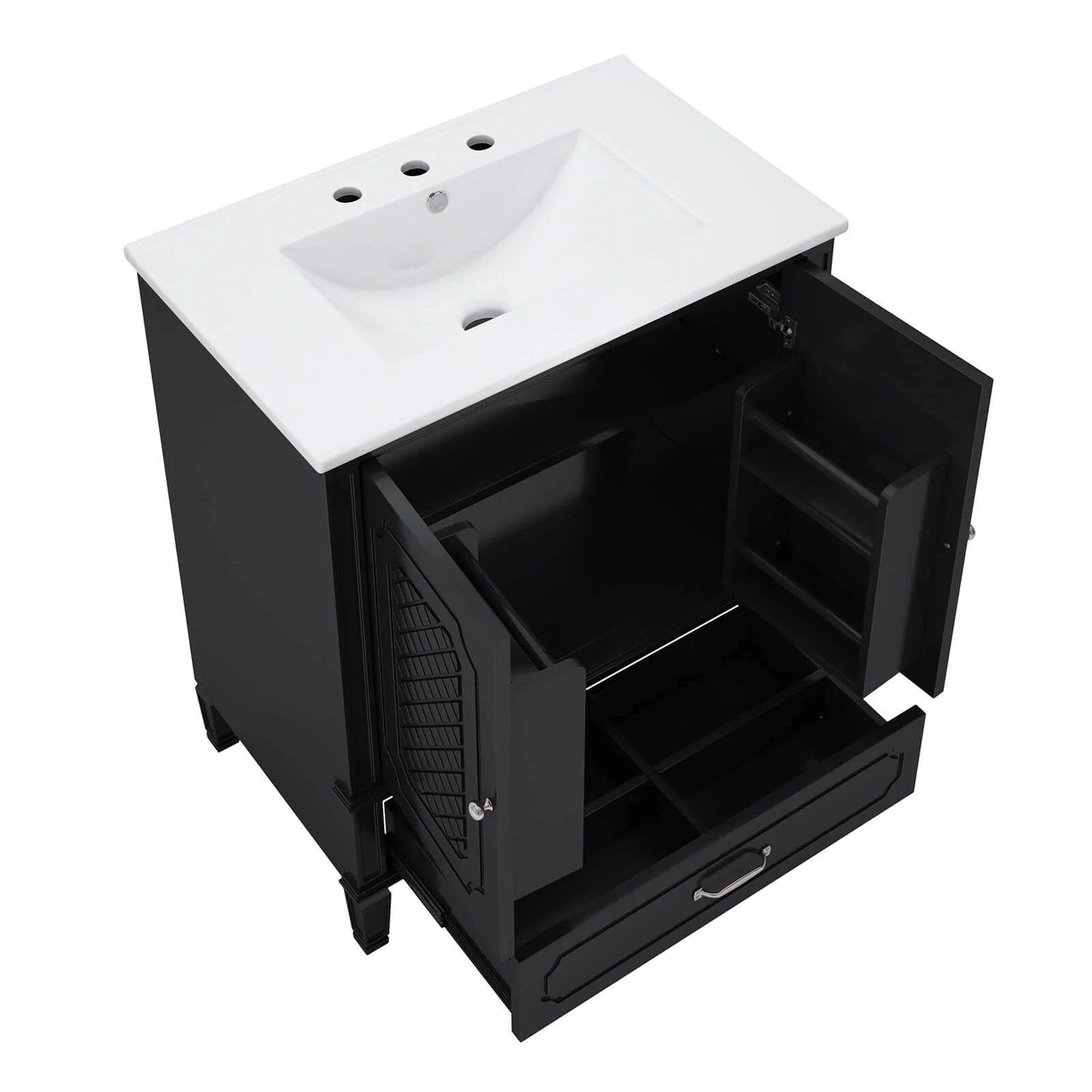 30" Black Vintage Freestanding Bathroom Vanity - Image 15
