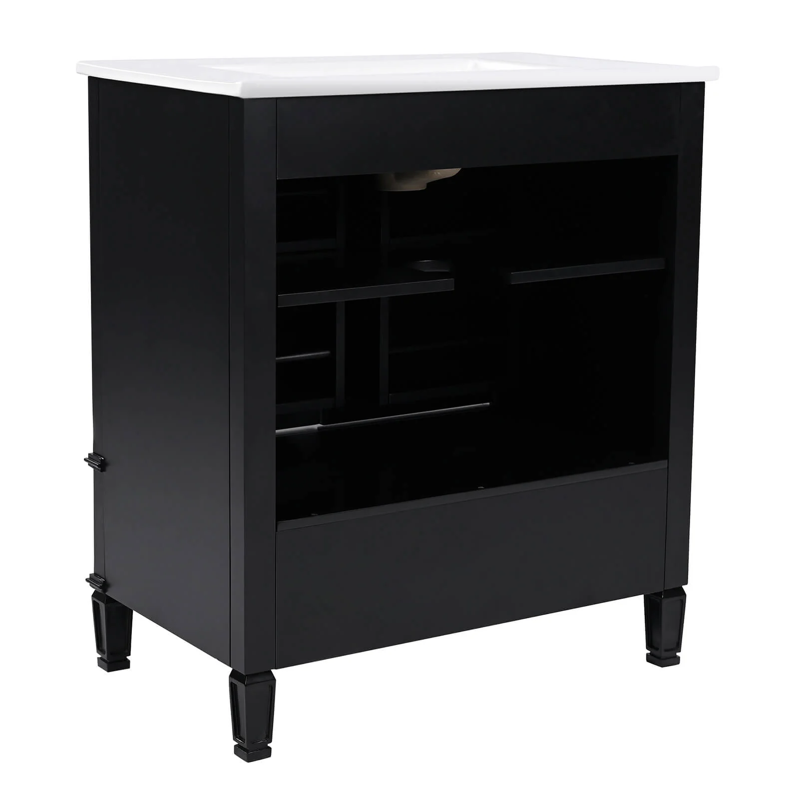 30" Black Vintage Freestanding Bathroom Vanity - Image 16