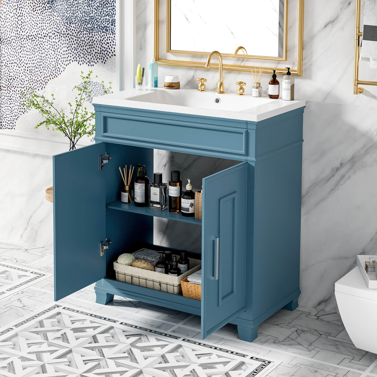 30" Classic Style Double Door Bathroom Vanity - Image 3