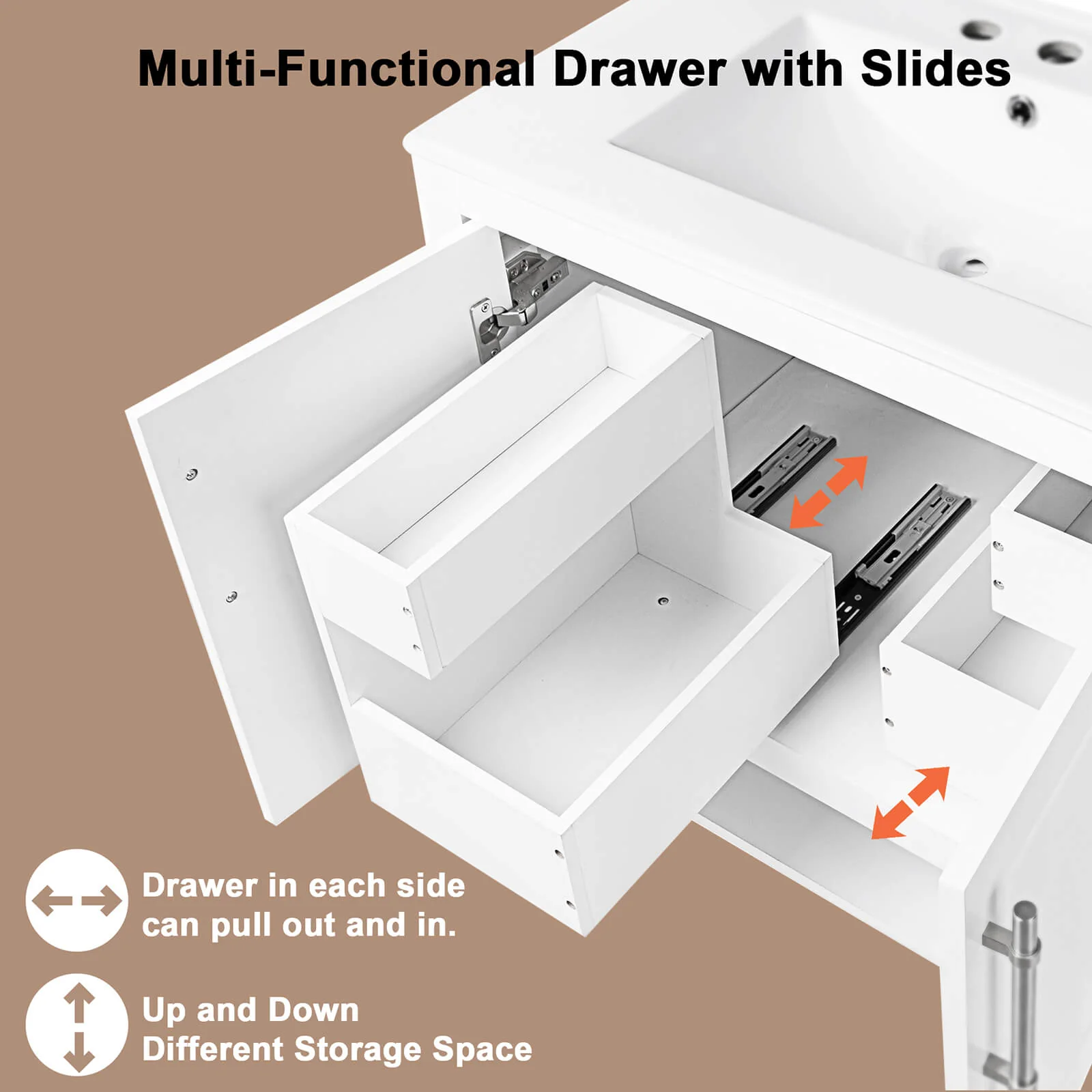30" Compact Bathroom Storage Vanity with Integrated Sink - Image 9