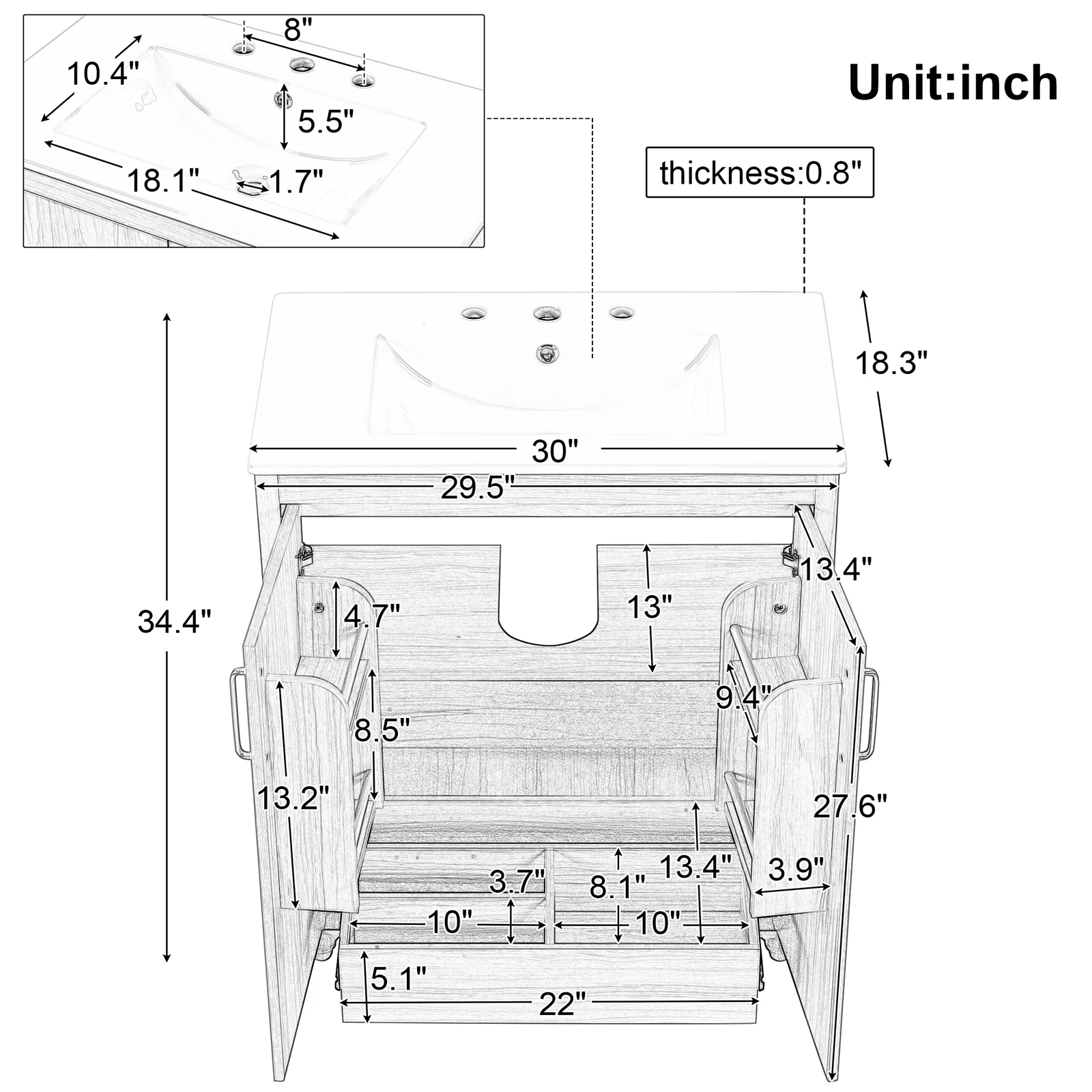 30" Compact Bathroom Vanity with Optimized Storage - Image 15