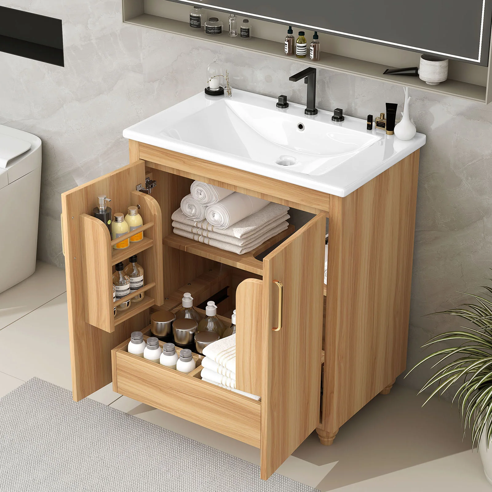 30" Compact Bathroom Vanity with Optimized Storage - Image 2
