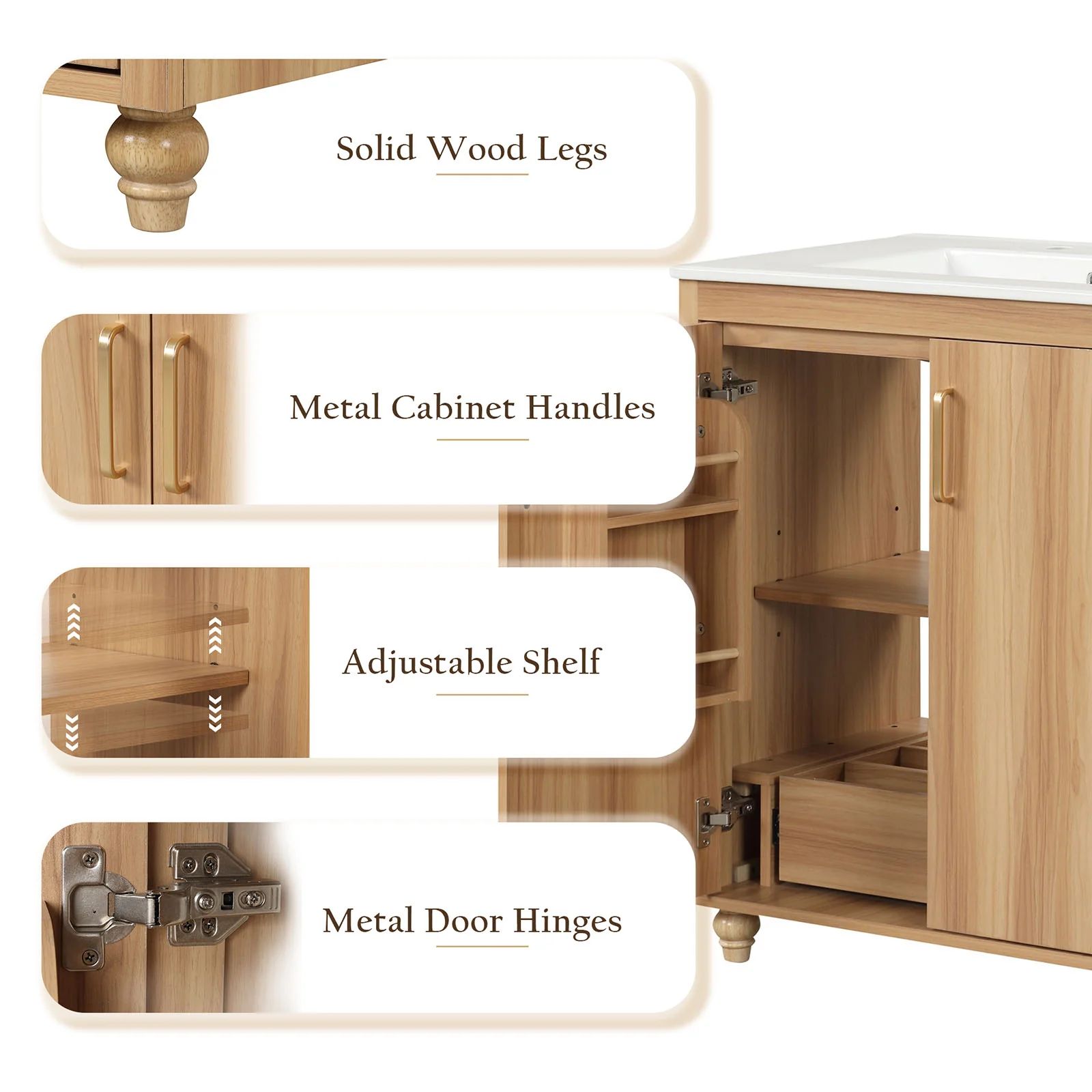 30" Compact Bathroom Vanity with Optimized Storage - Image 3
