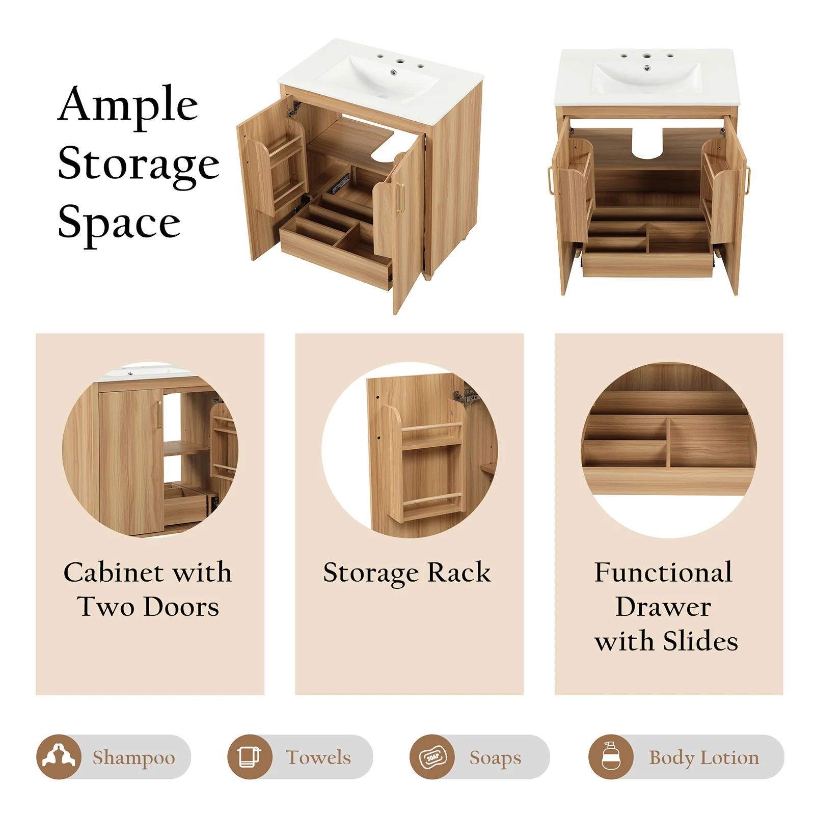 30" Compact Bathroom Vanity with Optimized Storage - Image 4