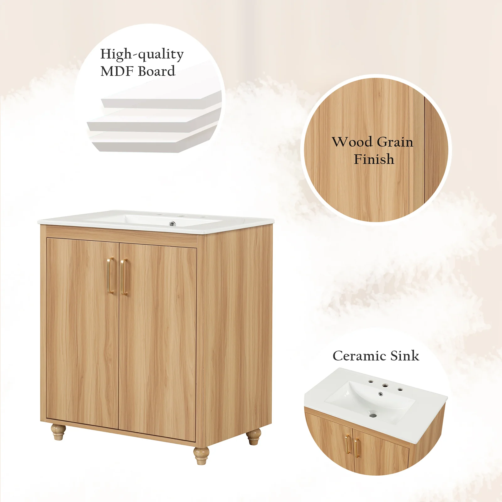 30" Compact Bathroom Vanity with Optimized Storage - Image 6