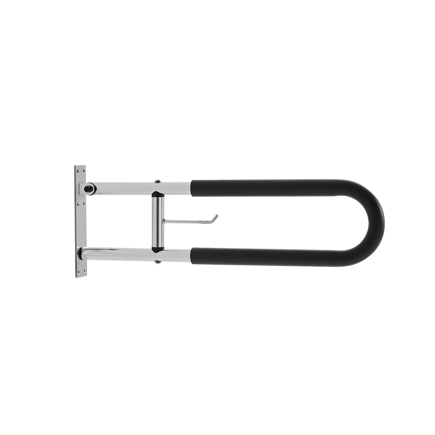 30" Folding Toilet Grab Bar with Paper Holder for Bathroom Safety Support