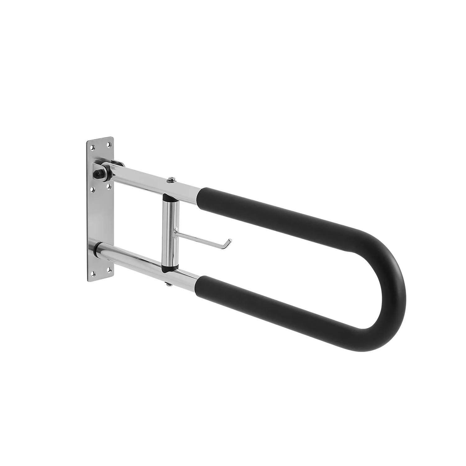 30" Folding Toilet Grab Bar with Paper Holder for Bathroom Safety Support - Image 6