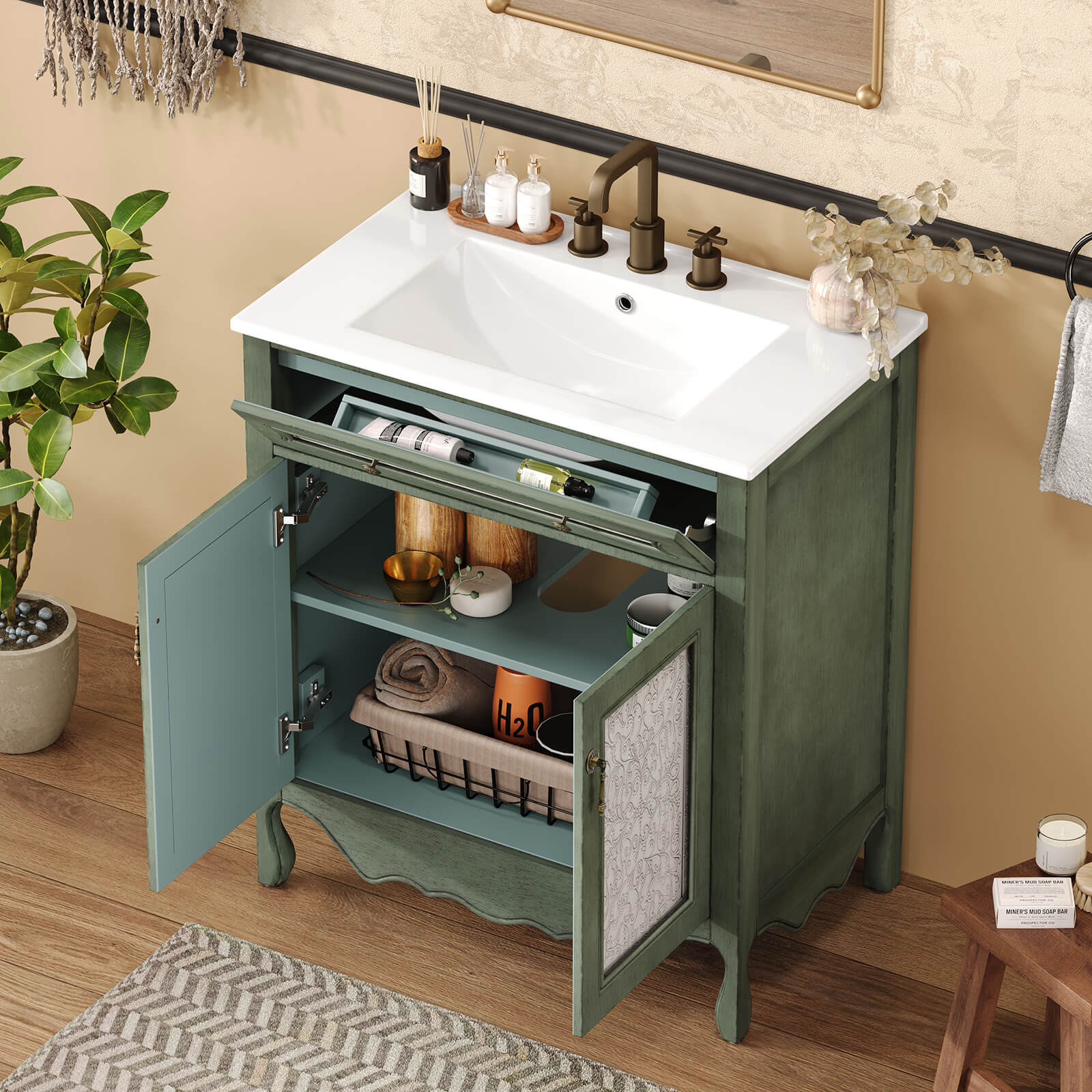 30" Vintage Victorian Bathroom Vanity - Image 2